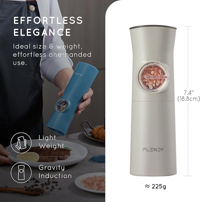 Gravity Electric Salt and Pepper Grinder Set Rechargeable, Automatic Salt and Pepper Grinder Set with USB C Charging Base, Gravity Salt and Pepper Shakers Set Electric