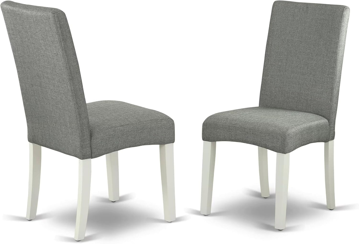 East West Furniture AMDR3-LWH-07 3 Piece Dining Table Set for Small Spaces Contains a Round Kitchen Table with Pedestal and 2 Gray Linen Fabric Upholstered Chairs, 36x36 Inch, Linen White