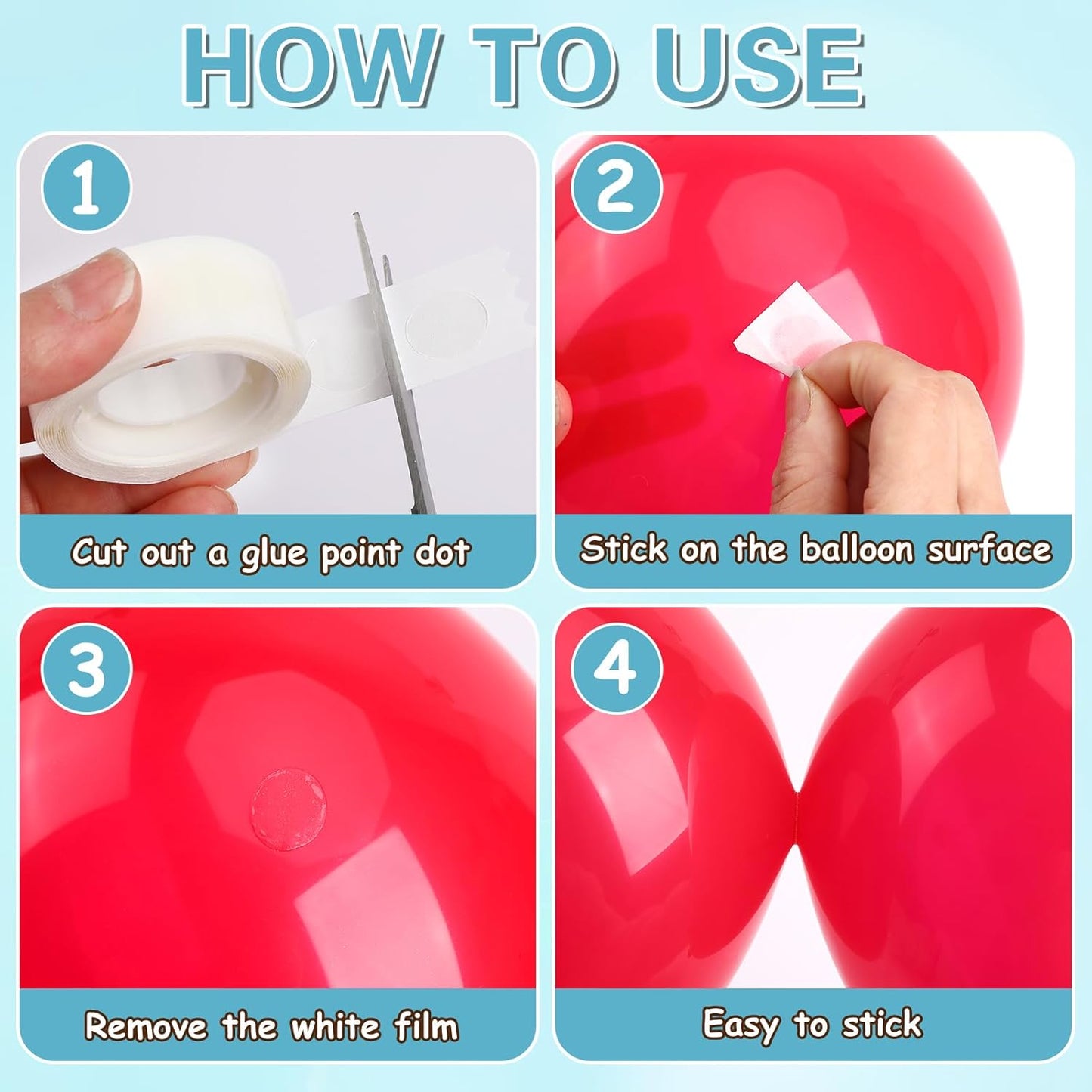 UPINS Glue Points Dots, 3000Pcs Balloon Glue Adhesive Dots Double Sided Removable Glue Tape Dots for Balloons Crafts Decoration, 15 mm