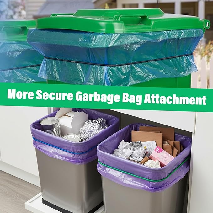 6 PCS Trash Can Rubber Bands Adjustable Elastic Garbage Bin Straps Garbage Bag Bands to Hold up Bags Multifunction Large Rubber Band for Outdoor Kitchen Office Picnic Camping Party