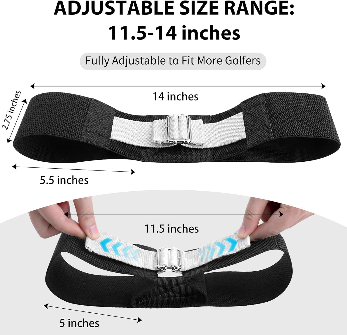Adjustable Golf Swing Trainer Arm Band-Golf Training Aid with Metal Button for Customized Fit-Enhance Muscle Memory for All Skill Levels-Great Gift for Golfers