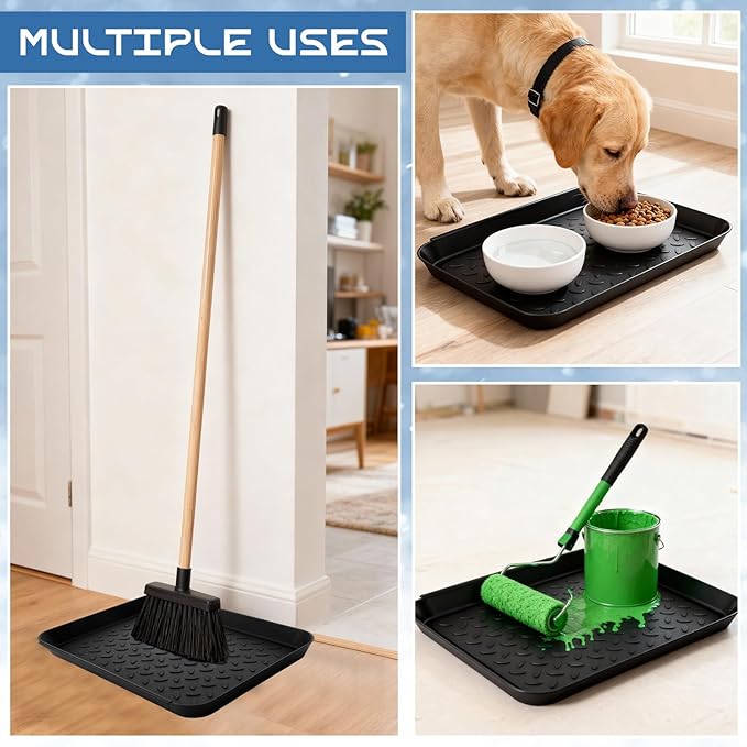 Novabright 6 Pcs Boot Tray with 24 Pcs Anti-Slip Pads 14 x 11 Inch Waterproof Boot Mat Wet Shoe Tray & Pet Food Mat, Multi-Purpose Garden Tool for Entryway Indoor Boots Shoes Pets