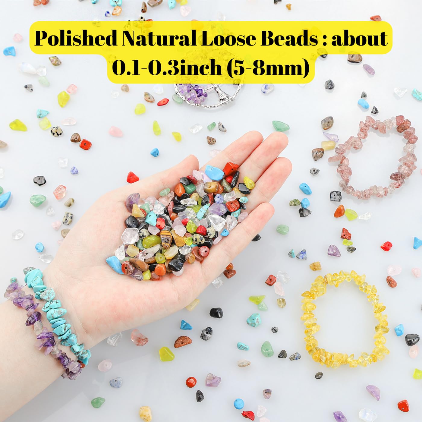 XIANNVXI Blue Aventurine, Beads Natural Chip Stone Beads 400Pcs Crystal Bead 5-8mm Irregular Healing Crystal Loose Rocks for DIY Jewelry Making