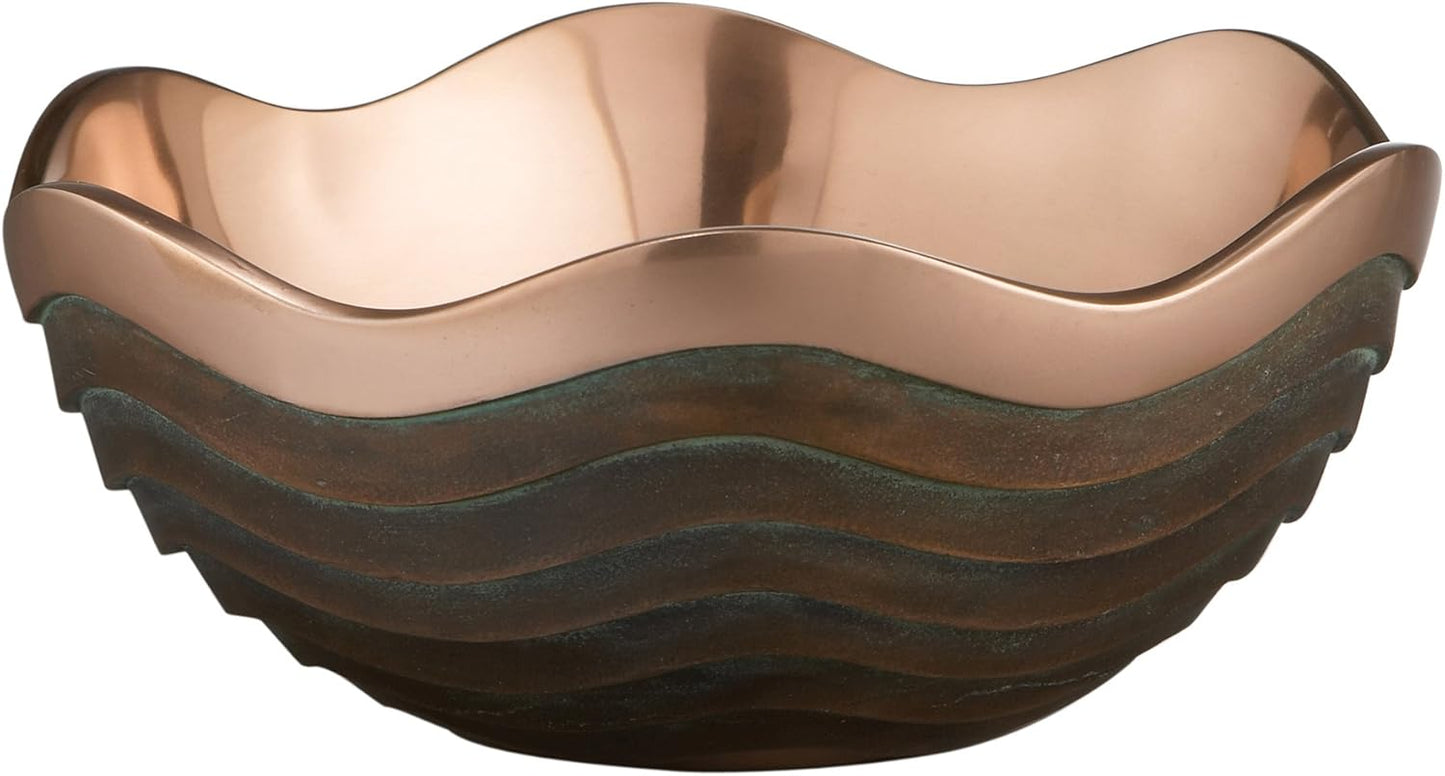 nambe Copper Canyon Bowl | 10-Inch Fruit Bowl for Kitchen Counter, Table, Mantel Décor | Decorative Scalloped Edge Vegetable Basket | Salad Serving Bowl | 2.5 Quart