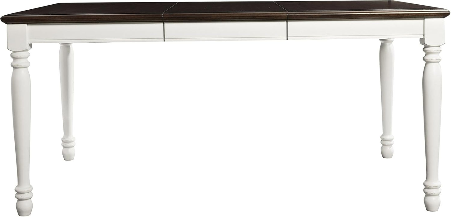 Crosley Furniture Shelby 6-Piece Traditional Dining Table Set for 7 with 4 Chairs and a Wood Bench, Distressed White