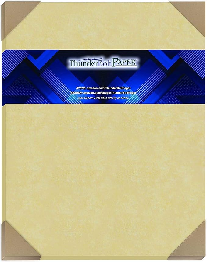 25 Gold Parchment 65lb Cover Weight Paper - 11" X 14" (11X14 Inches) Scrapbook|Picture-Frame Size - Printable Cardstock Colored Sheets Old Parchment Semblance