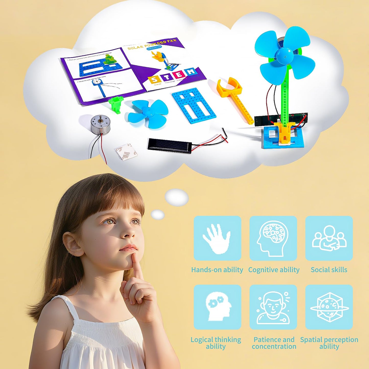 Bulk STEM Kits - 8 Set Solar Powered Fans, Science Kits for Kids Age 8-12 12-14 10-12, Stem Building Toys for Ages 8-13, Boys Girls Crafts, Classroom School Gifts Experiments Activities Summer Toys