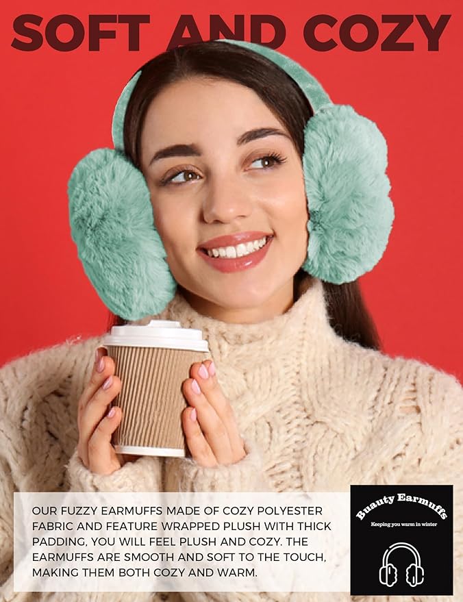Buauty Ear Muffs Winter Women Men Soft Earmuffs Cute Ear Covers Cold Weather Fluffy Ear Warmers Headband Winter Accessories