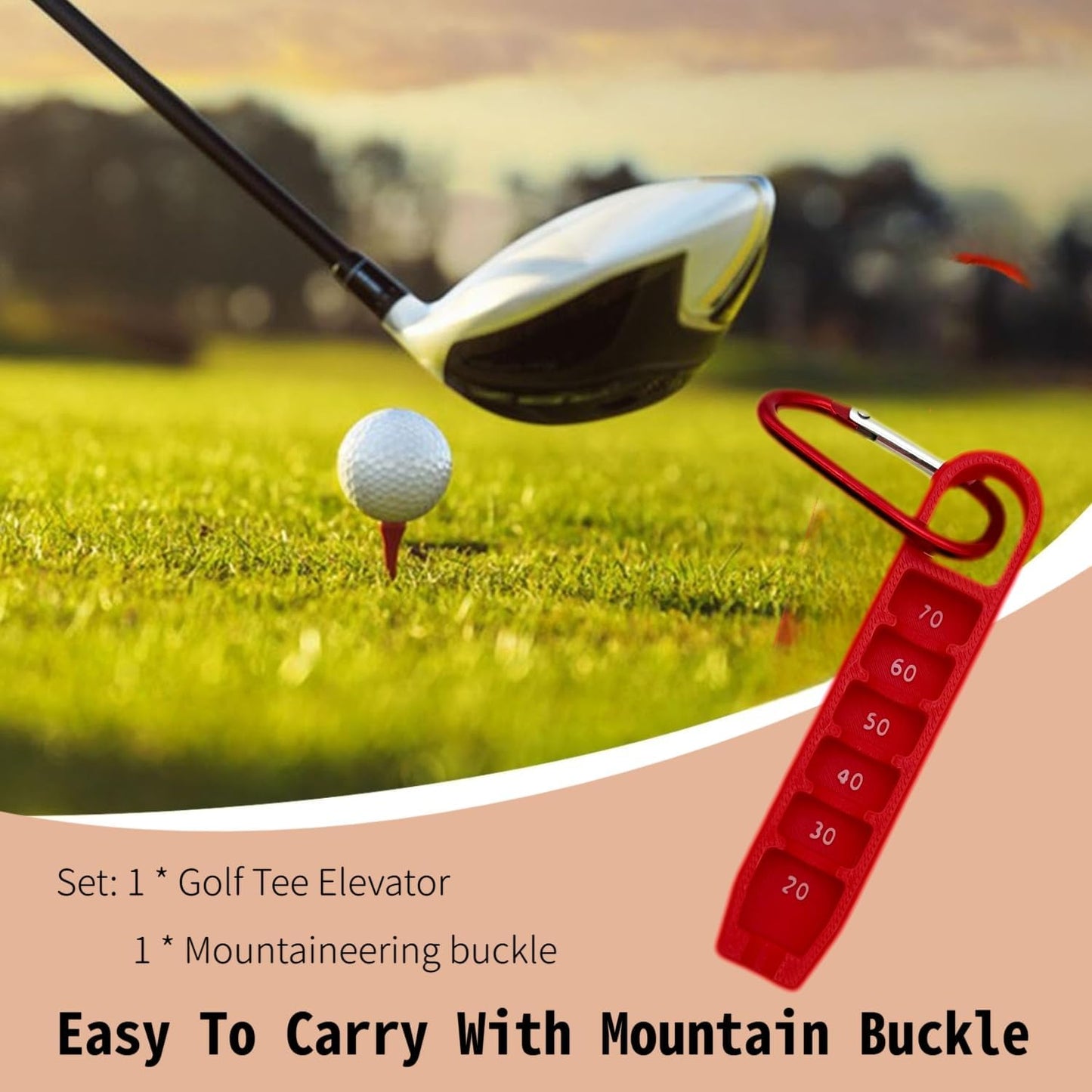 Golf Tee Elevator Golf Tee Height Adjuster, 20-70mm Precision, Portable 3D Printed Tee Setter for Accurate Placement and Game Performance