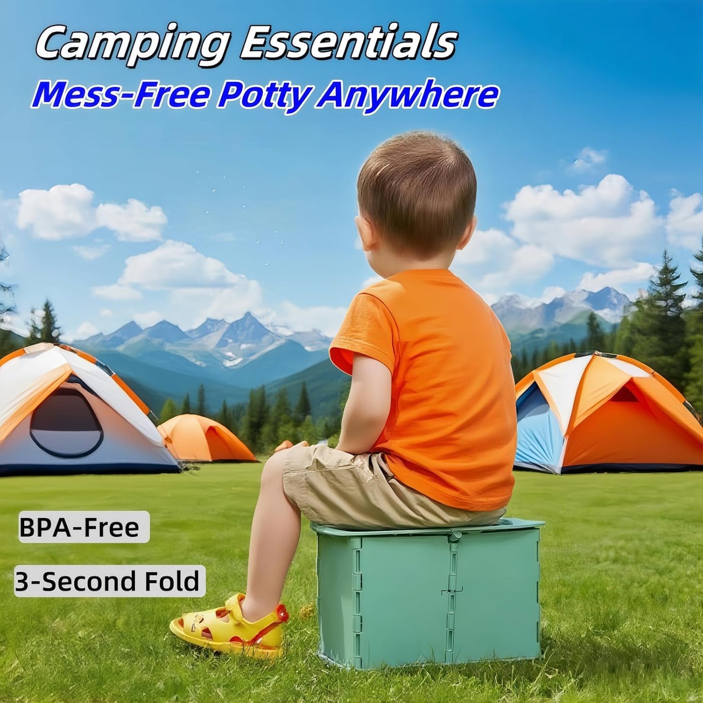 Travel Potty,Portable Potty Seat Foldable Travel Training Toilet Seat,Foldable Toilet for Outdoor Camping (Blue)