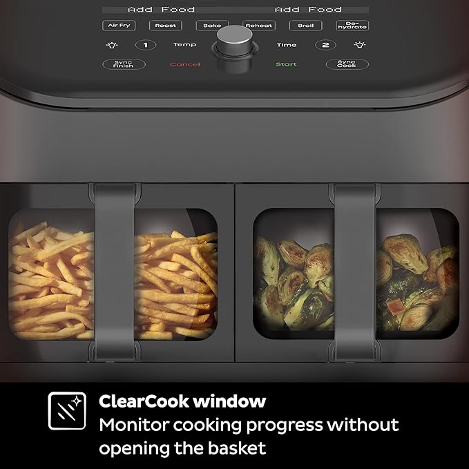 Instant Pot Vortex Plus XL 8QT ClearCook Air Fryer, Clear Windows, Custom Programming, 8-in-1 Functions that Crisps, Broils, Roasts, Dehydrates, Bakes, Reheats, from the Makers of Instant Pot, Black