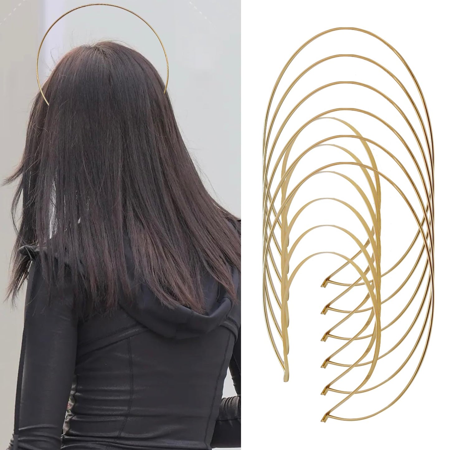 Zreneyfex 6 Packs 2 Layer Gold Metal Queen Goddess Angel Halo Crown Headband Hairbands DIY Craft Bands Wedding Bridal Headpieces Prom Halloween Party Cosplay Costume Hair Accessories