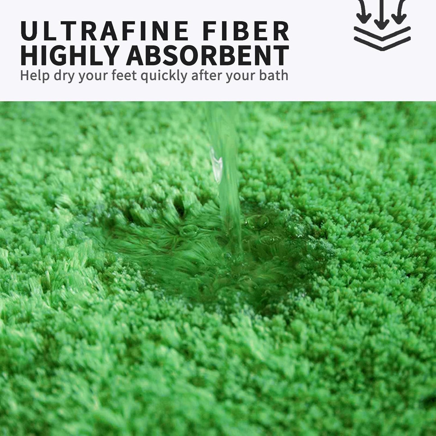 FIFU Bathroom Rugs 24" W x 36" L, Bath Mat for Bathroom, Bedroom, Laundry Room & Kitchen, Non-Slip Rubber Latex Backing, Extra Soft and Absorbent Microfiber Carpet, Machine Washable Rug, Green