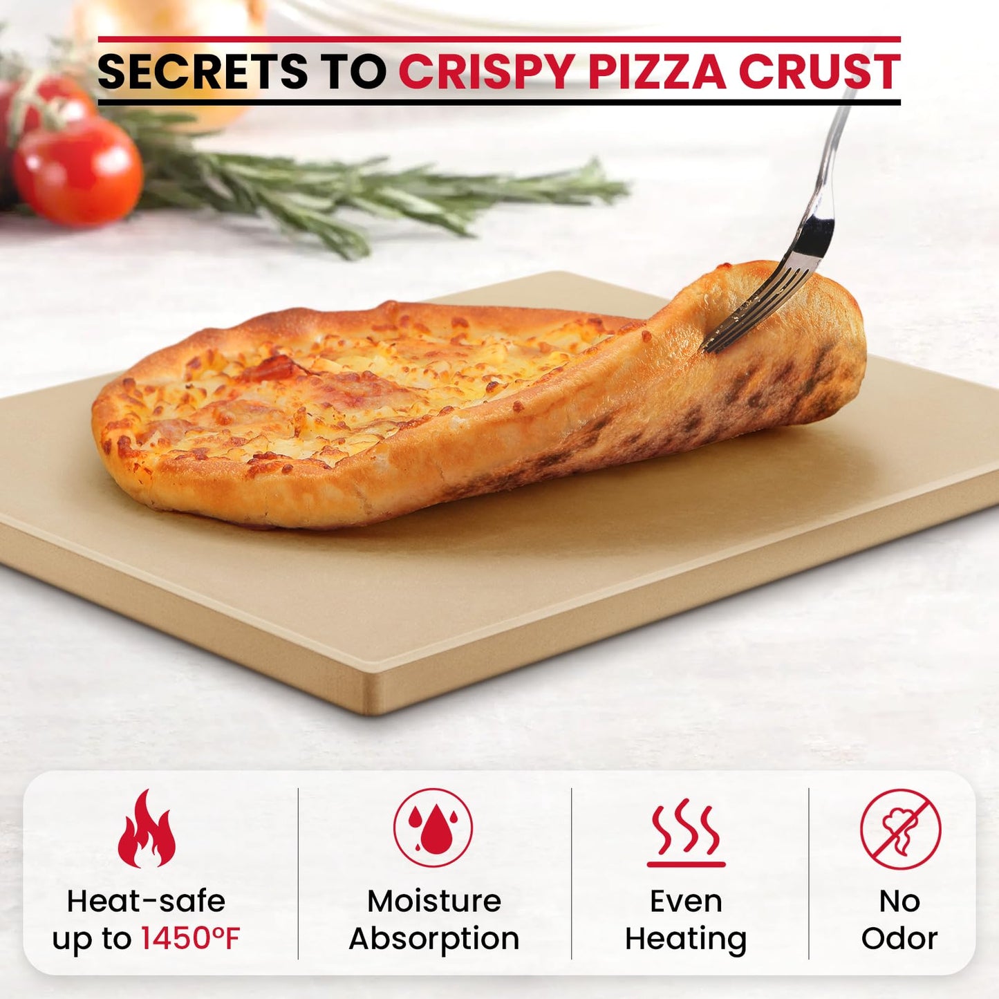 Unicook Pizza Stone, Heavy Duty Cordierite Pizza Pan for Oven and Grill, Thermal Shock Resistant Baking Stone for Bread, 15 X 12 Inch Rectangular, 6.8 lbs