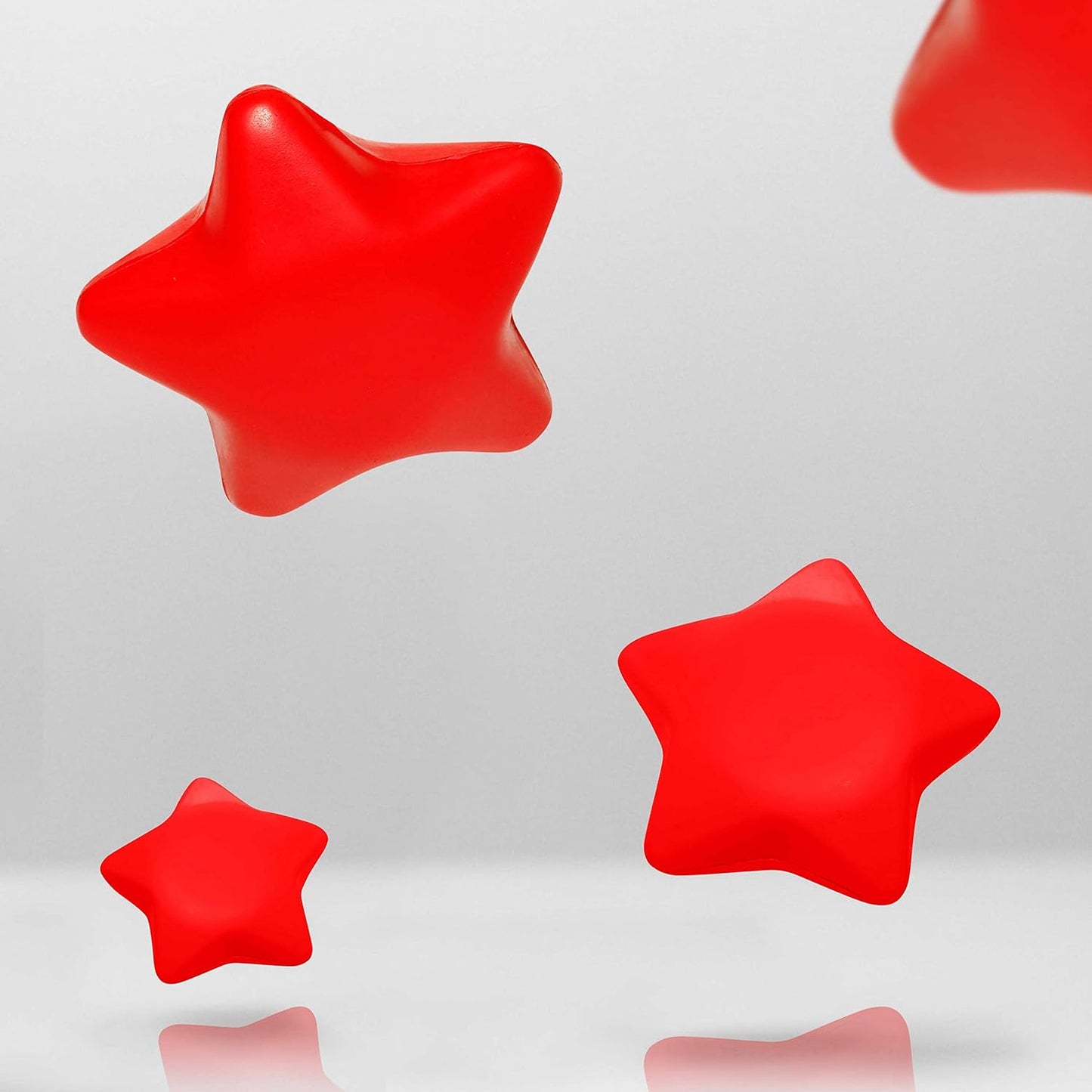 DISCOUNT PROMOS Star Squeeze Balls Set of 10, Bulk Pack - Anxiety Stress Relief, Perfect for Your Desk, Office or Home - Red