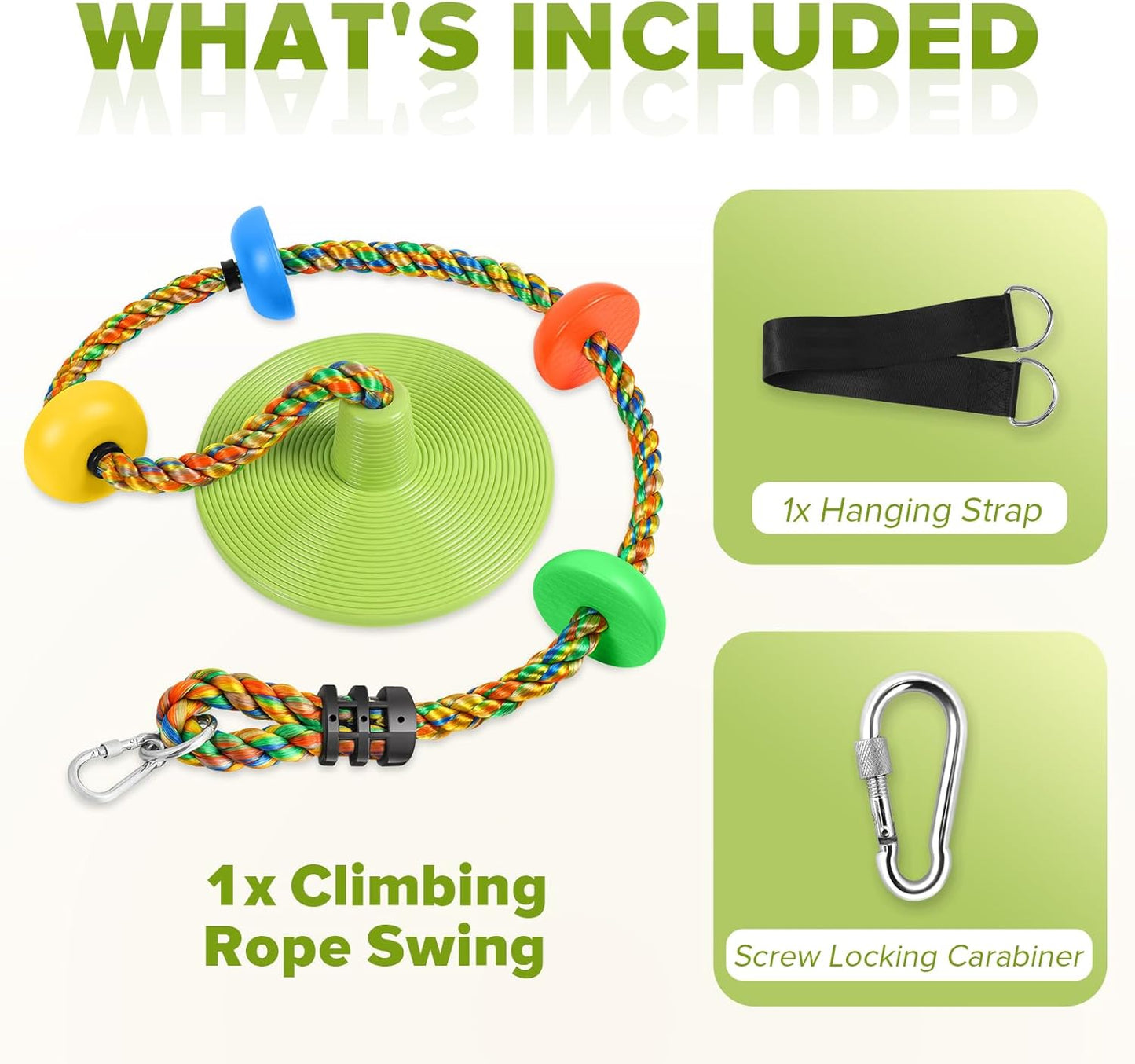 ZNCMRR Tree Swing Climbing Rope, Heavy Duty Swings Seat Replacement for Kids Disc Rope Climbing Swings Seat for Tree Indoor Outdoor Playground Swing Set Accessories(Leaf Green)
