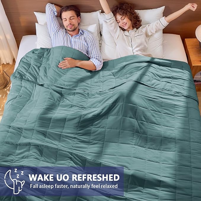 yescool King Size Weighted Blanket for Adults (20 lbs, 80” x 87”, Teal) Cooling Heavy Blanket for Sleeping Perfect for 190-210 lbs, Breathable Blanket for Adults & Couple All Season, Machine Washable