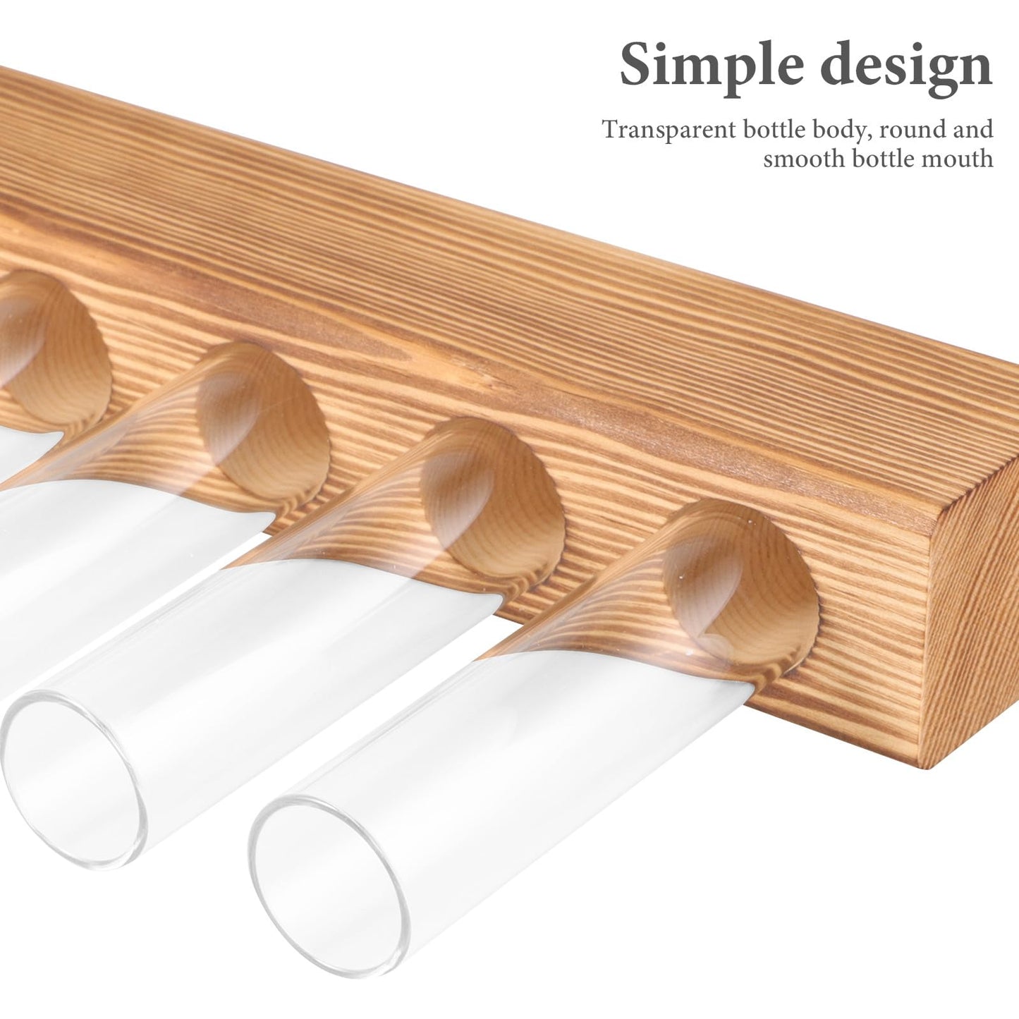 CONGARTENO Glass Test Tube Vase with 5-Hole Wooden Stand Hydroponic Plant Terrarium for Indoor Home Décor and Desktop Plant Holder