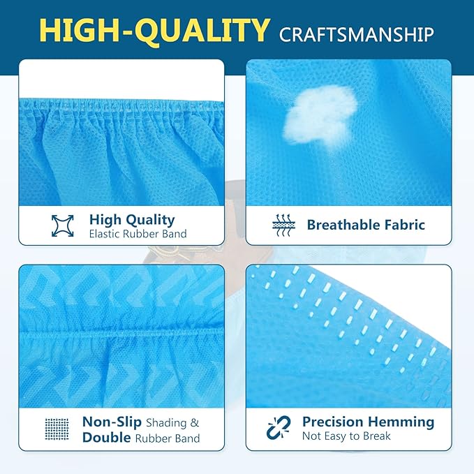squish 200 Pack Shoe Covers Disposable Non-Slip, Blue Non-Woven Fabric Boot Covers for Indoors Breathable Slip Resistant Durable Boot&Shoes Cover, Protector Covers Fits Virtually Most Shoes