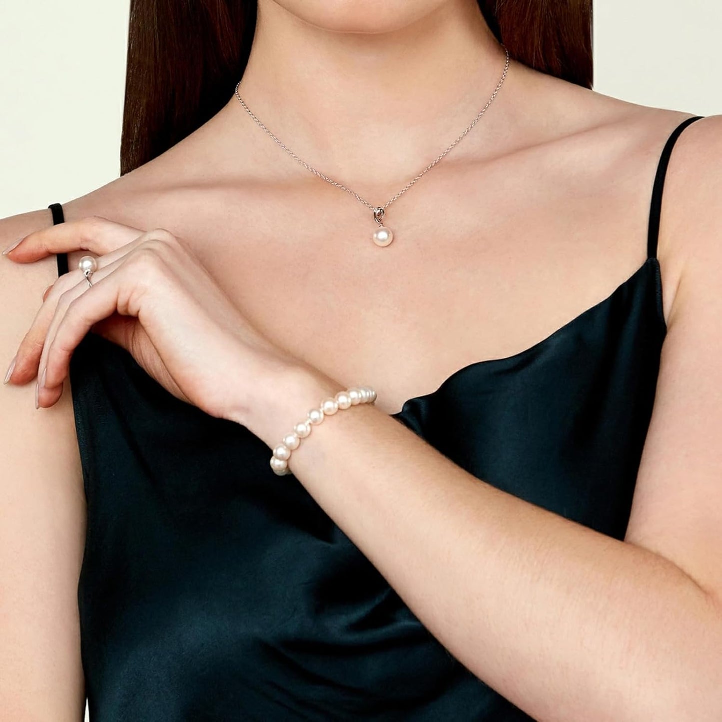 The Pearl Source White Freshwater Pearl Bracelet for Women - Cultured Pearl Bracelet in 14k Gold Plated Sterling Silver Clasp with Genuine Cultured Pearls