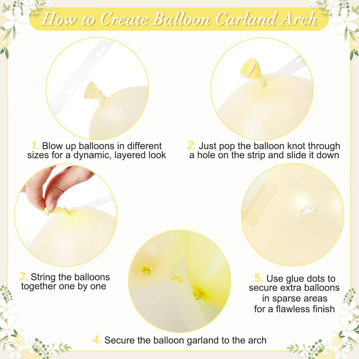 Yellow Balloon Arch Kit 108Pcs Double Stuffed Pearl Yellow Pastel Yellow White Clear Balloons for Bridal Shower Baby Shower Birthday Wedding Engagement Party Decorations