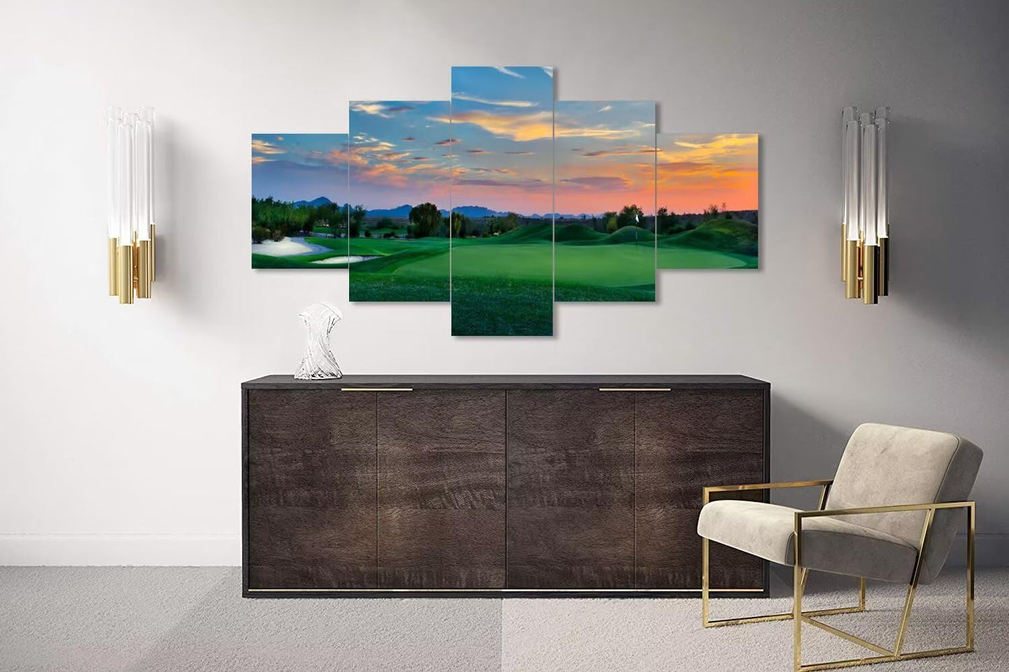 Arizona Scottsdale Golf Course Wall Art for Living Room Bedroom Bathroom - Sunset Arizona Scottsdale Landscape Pictures Posters Framed Artwork Canvas Prints Ready to Hang(60''W x 40''H)