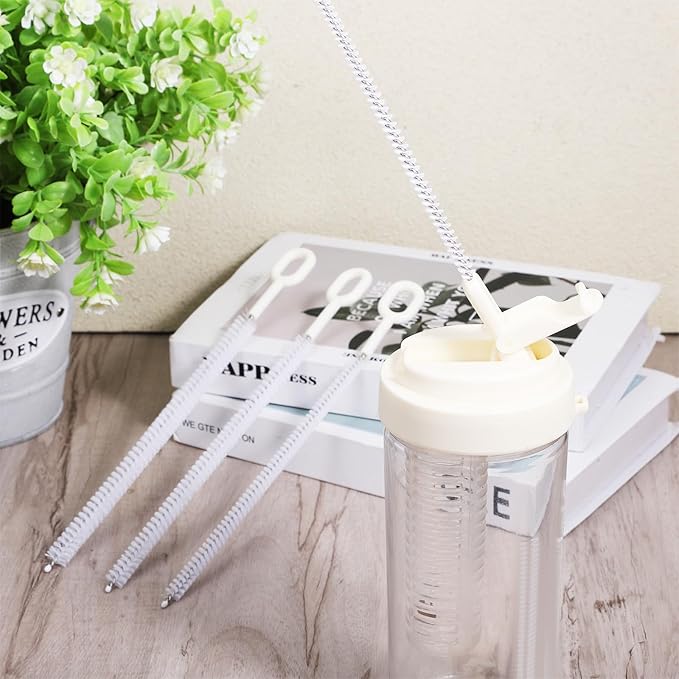 4 Pcs Straw Clean Brush, Extra Long 10 Inch for Cleaning Tumbler with Handle, Straw Tube Brushes for Cleaning Water Bottles