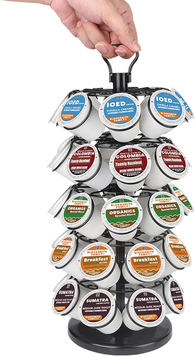 40 Pods Capacity K Cup Holders,K Cup Holder, K Cups Holder,K Cup Carousel, Coffee Pods Holder Storage Organizer Stand with Heavy-Duty Base,Very Easy Assembly Design,Black