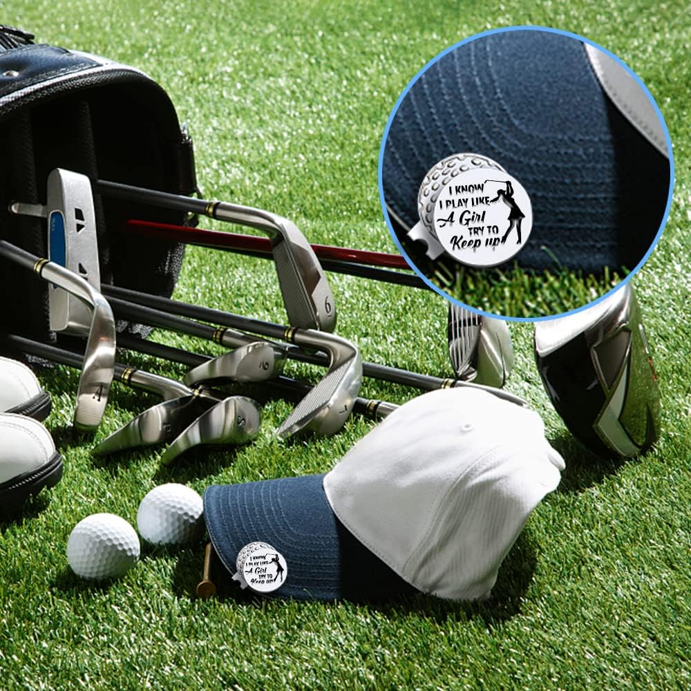 Strong Woman Golfer Ball Marker with Magnetic Hat Clip, Funny Golf Accessories Gifts for Proud Women, Novelty Birthday Gifts for Women Golfer Fan