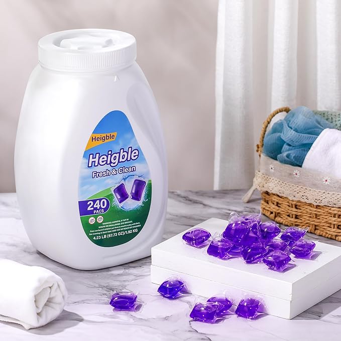 240 Count Laundry Detergent Pods Bulk Laundry Detergent Soap Pacs Ultra Concentrated for Clean Clothes Stain Fighting Fresh Scent(Lavender Scent)