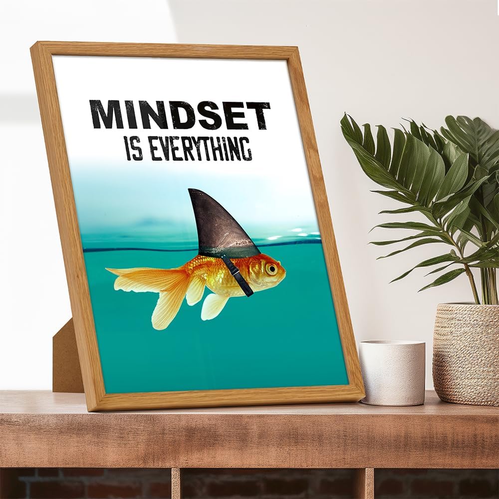 Motivational Wall Art Posters for Home, Office FRAMED - Mindset is Everything - LARGE 11X14 - Inspirational Gifts for Men, Students - Entrepreneur Wall Art - Uplifting Self-Improvement Positive Quotes