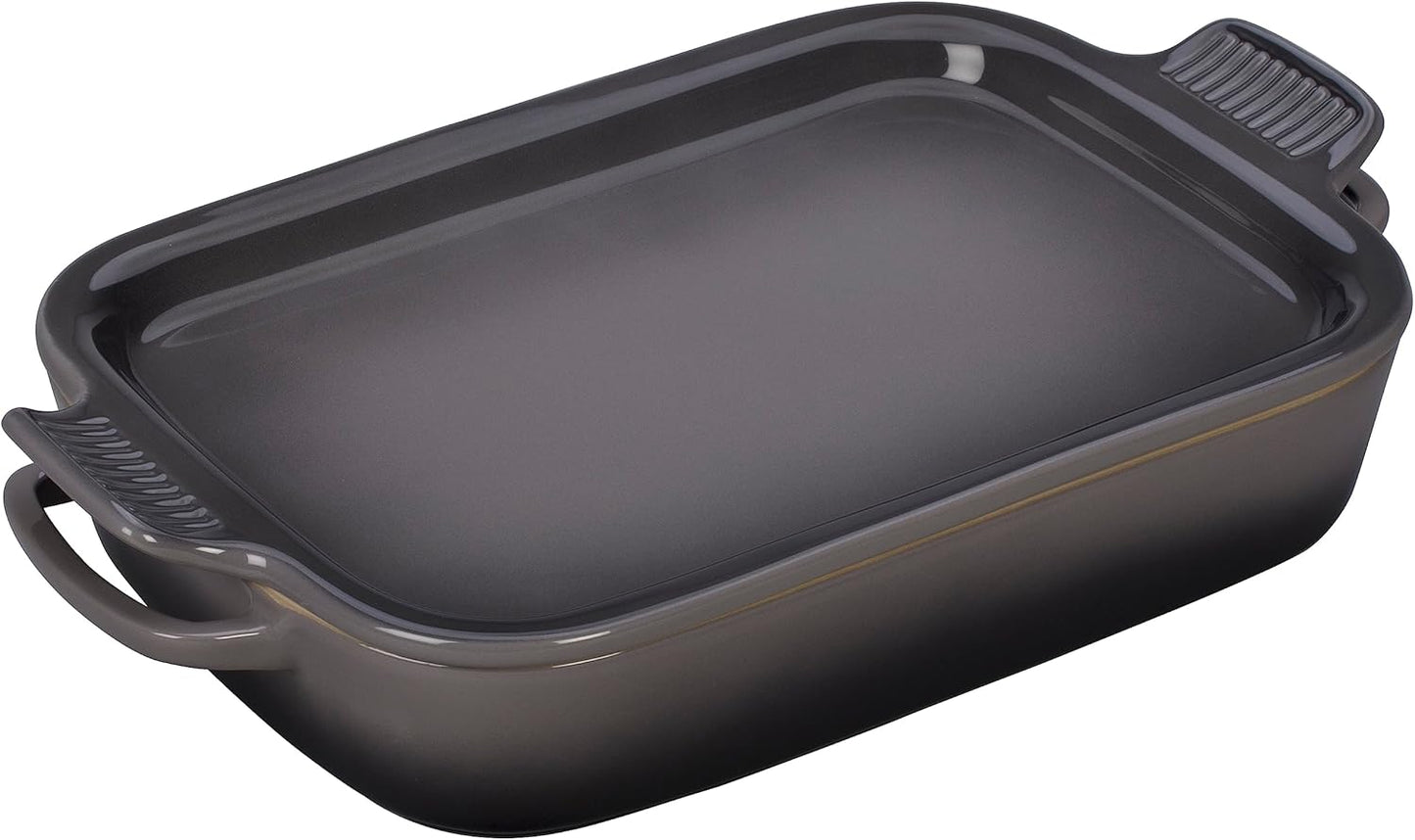 Le Creuset Stoneware Rectangular Dish with Platter Lid, 14 3/4" X 9", Oyster