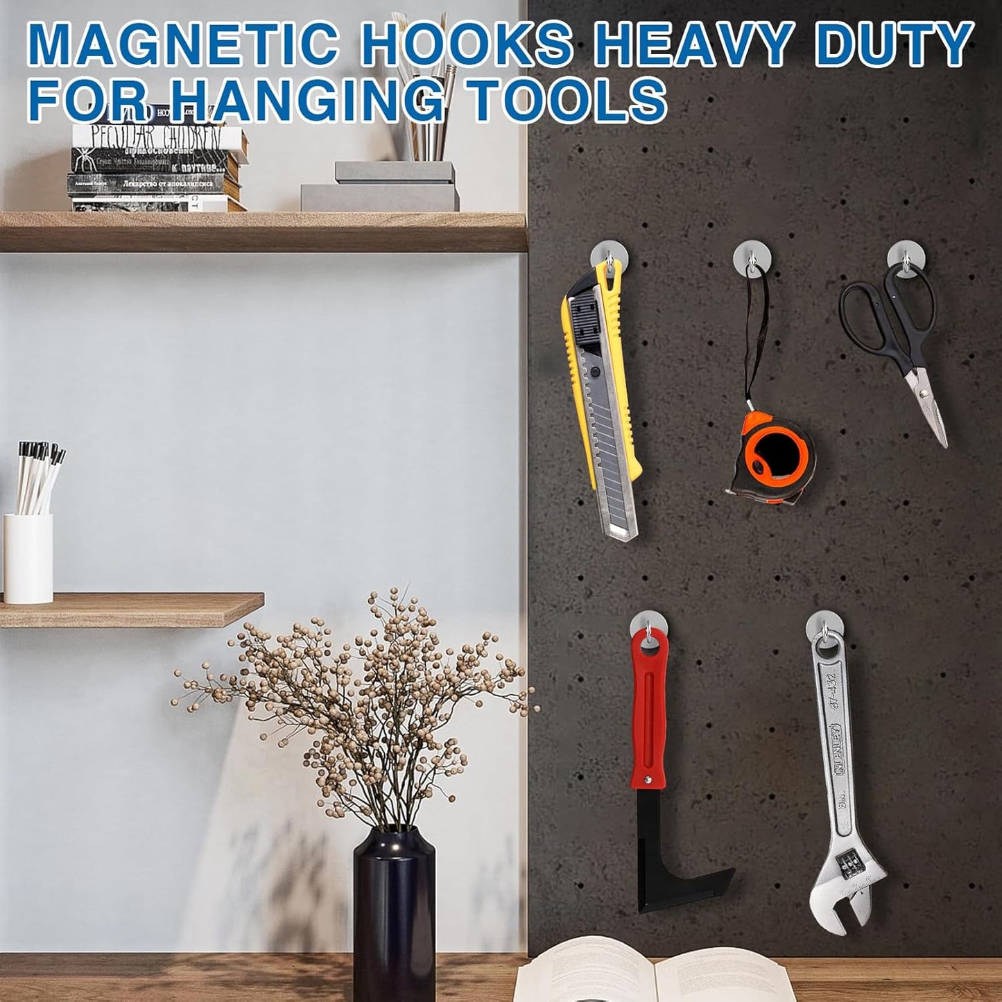 LOVIMAG Strong Magnetic Hooks Heavy Duty, 50lbs Magnet Hooks for Cruise Cabin, Strong Magnets for Hanging, Refrigerator, Locker Accessories, Cruise Ship Essentials Must Haves, Kitchen, Office- 4 Pcs