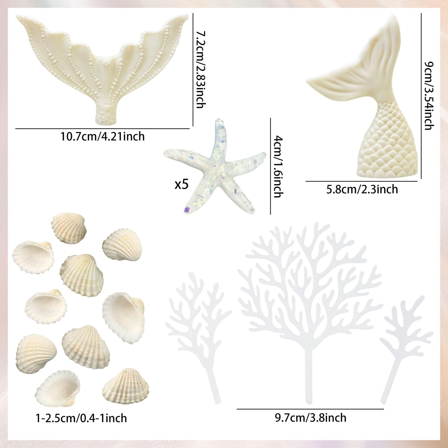 Under the Sea Cake Topper Seashells Mermaid Cake Decorations Under the Sea Ocean Birthday Party Decorations Beach Baby Shower Wedding Party Supplies