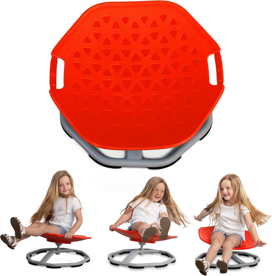 Special Supplies Spinning Chair for Kids- Versatile Kids Sit and Spin Sensory Chair for Training Body Coordination - Sensory Swivel Chair for Playroom, Bedroom, or Nursery (Red)