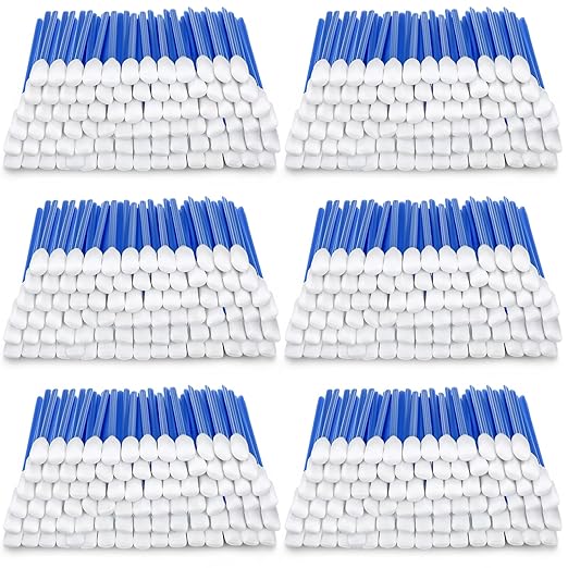Dunzy 600 Pcs Foam Cleaning Swab Stick 5.12" Blue Square Rectangle Sponge Tip Swabs for Solvent Format Inkjet Printer Optical Equipment