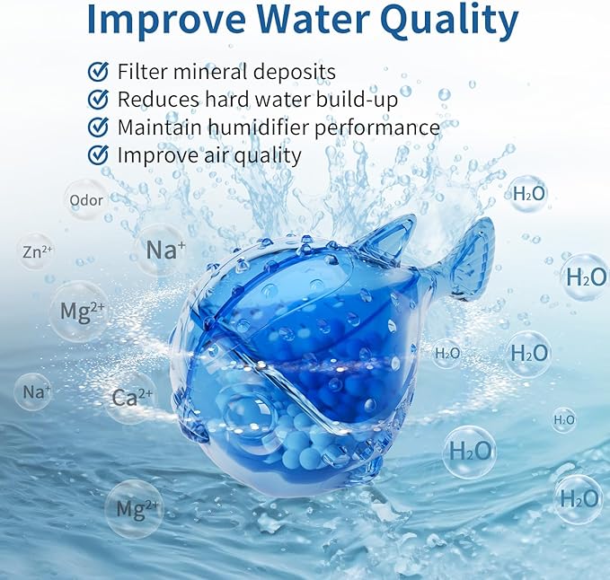 Humidifier Cleaning Fish - Humidifier Tank Cleaner Demineralization Cartridge | Prevents White Dust, Odor & Scale | Universal Fit for Most Humidifiers & Fish Tanks (12-Pack)