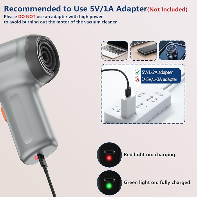 Fanisic Car Vacuum Handheld Vacuum Cleaner/Air Duster, 15000PA Strong Suction with Brushless Motor, Rechargeable Dust Buster/Hand Pump Low Noise for Car Detailing Home Office Cleaning