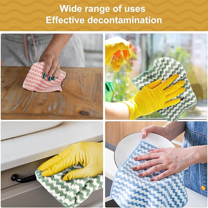 FGSAEOR Microfiber Cleaning Cloth, Dish Cloths for Washing Dishes, Ultra Absorbent Kitchen Towels Rags for Cleaning House Keeping