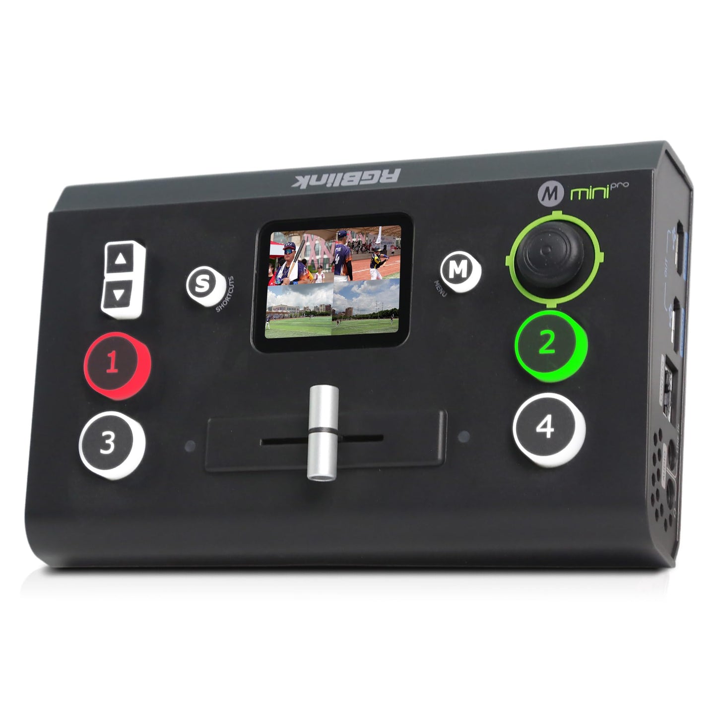 RGBlink Mini-pro V2 Video Switcher with 4 x 4K HDMI Inputs 1HDMI/USB3.0 Outputs Multi Camera Video Mixer Switcher with 2 Inch Touch Screen Ideal for Live Streaming Worship Gamers Live Events - Black-New