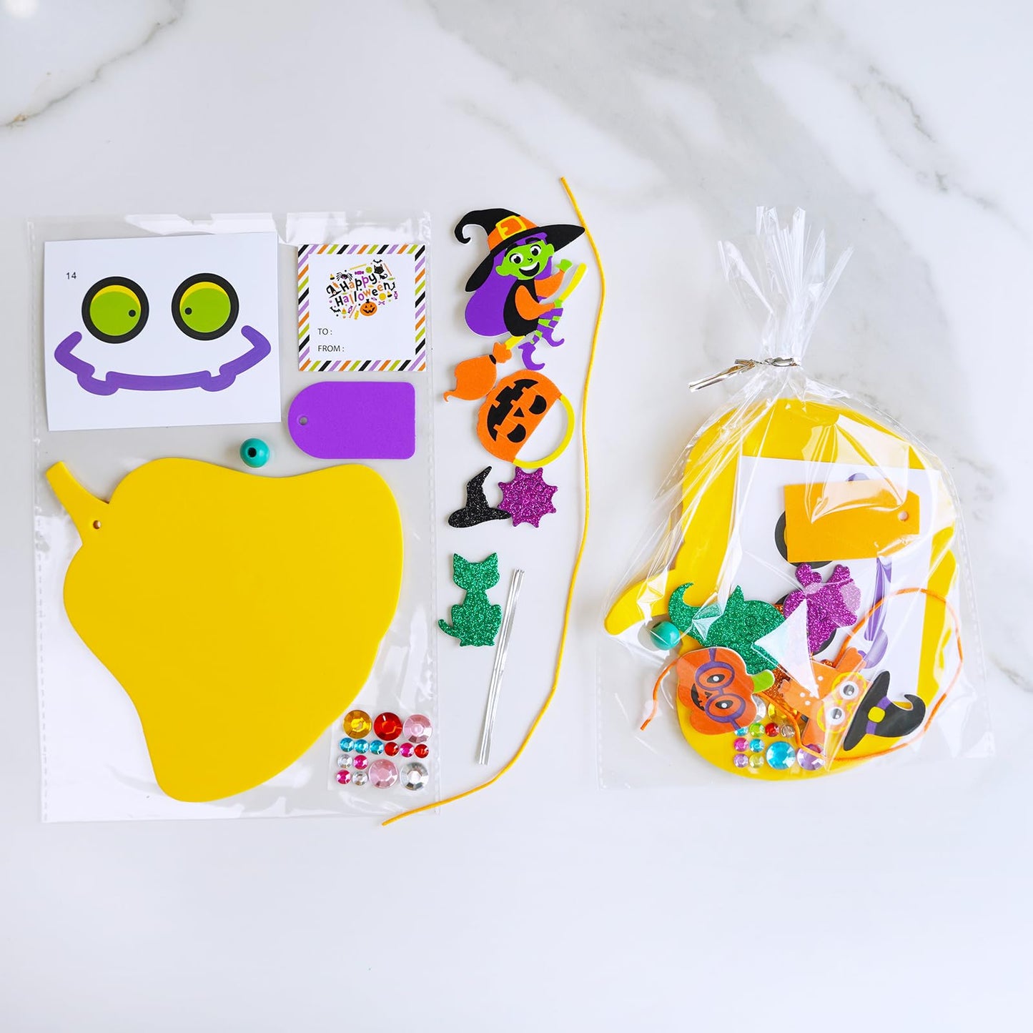 Winlyn 36 Sets Halloween Craft Kits Fall Crafts DIY Halloween Pumpkin Ornaments Art Set Bat Monster Foam Stickers Halloween Arts and Crafts for Kids Classroom Activities Party Favors Trick-Or-Treaters