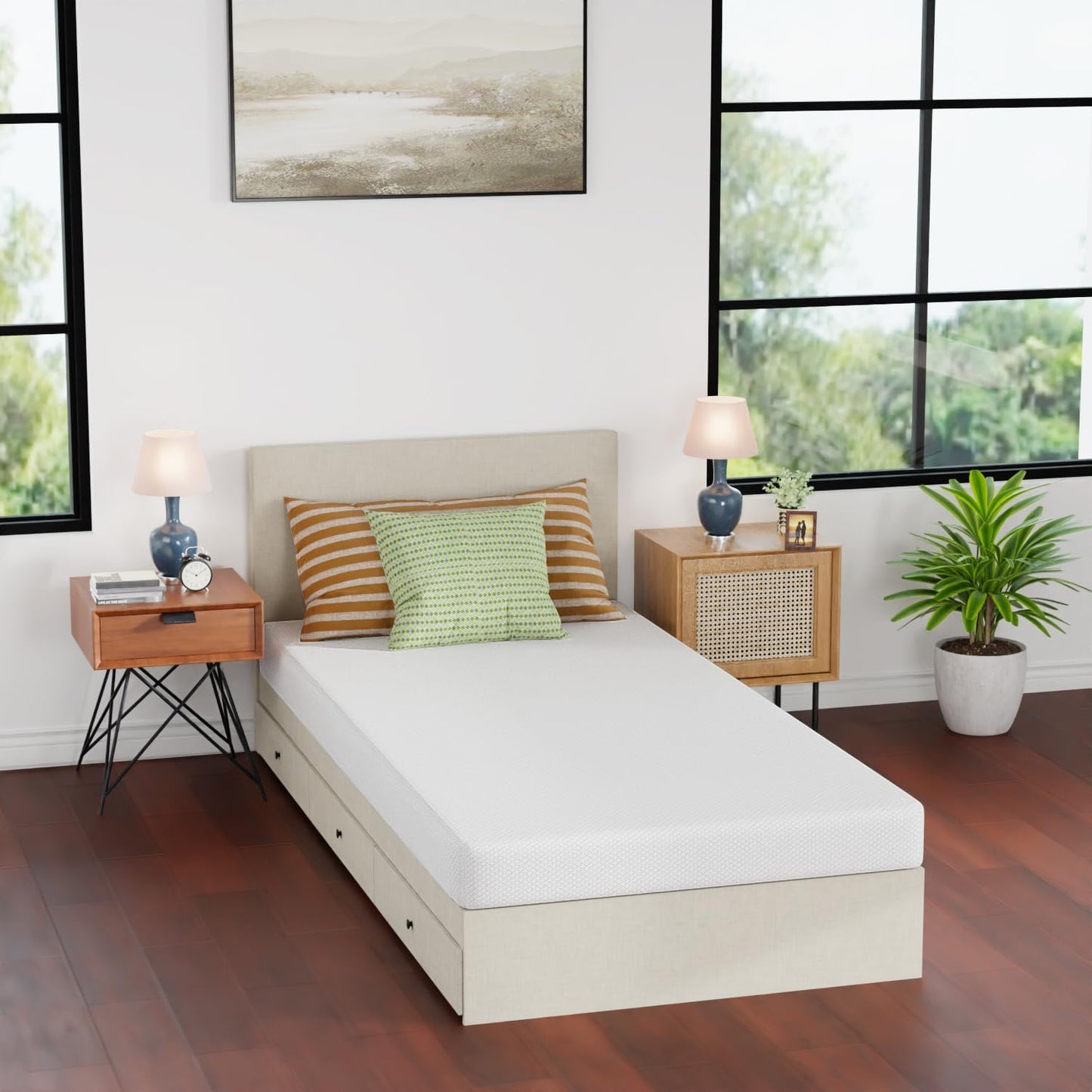 FDW | 5 Inch Twin XL Mattress | Medium Firm | Gel Memory Foam Mattress | White | Bed in a Box, CertiPUR-US Certified | Pressure Relief, Cooling Ventilated Foam | Washable Removable Cover