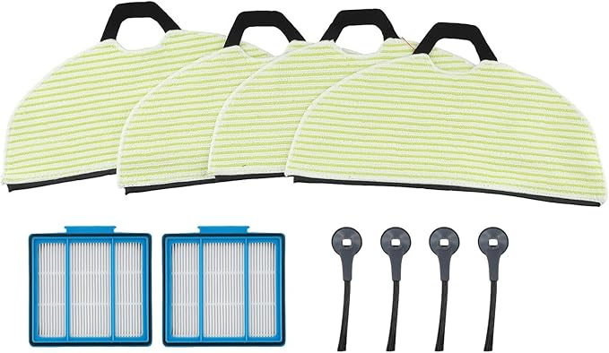 Side Brush, and Mop Pads Set, Compatible with For Shark RV2001WD, RV2002WD, AV2001WD, Robot Vacuum, Microfiber, Cleaning Pads, Reusable, for Shark Robot Vacuum Cleaner Accessories