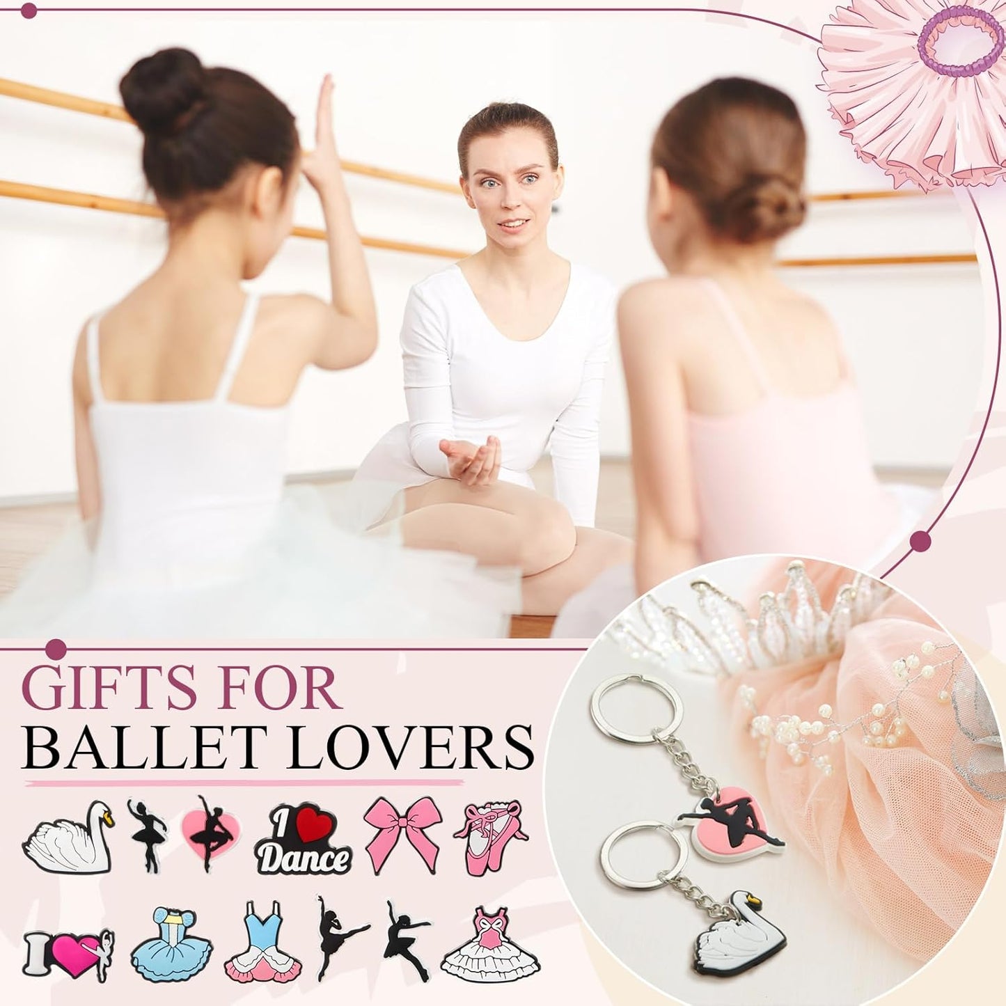 Batiyeer 36 Pack Dance Keychains Bulk Party Favors Sports Ball Key Chains Funny Keyring Gifts for Birthday Supplies