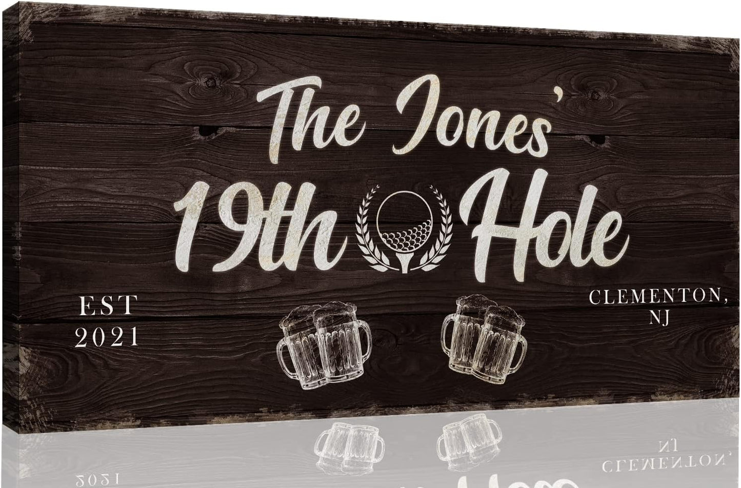 TAILORED CANVASES Golf Art Decor - Personalized Vintage Golf Wall Art Sign for Man Cave, Bedroom, Basement, Home Bar and Custom Gift for Husband, Dad, Wedding & Anniversary - 19th Hole Sign, 48"x24"