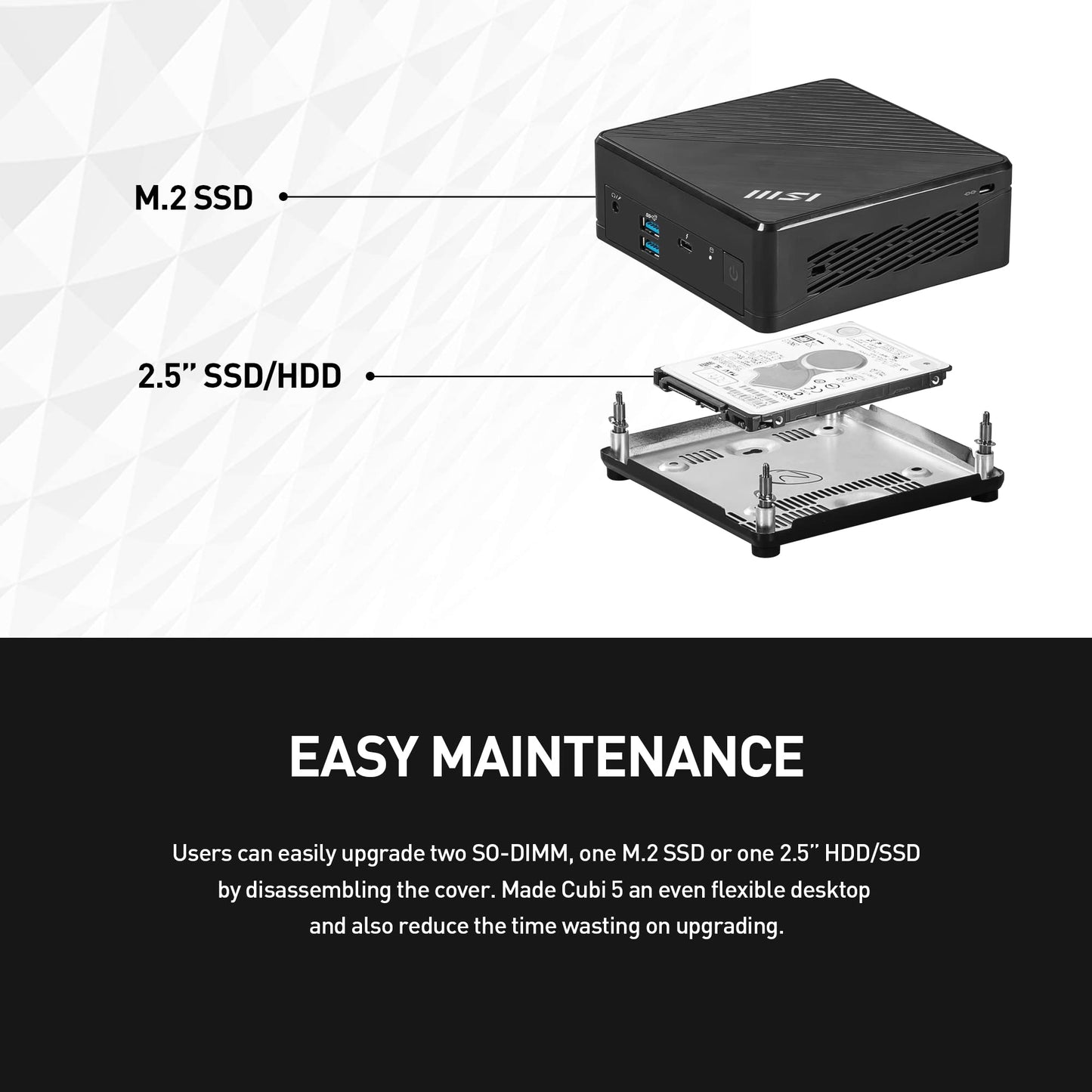 Msi Cubi N Adl Mini Pc: Intel Celeron N100, Wi-Fi, Thunderbolt Type C, Black, Non-Os/Barebone: Adl-020Bus