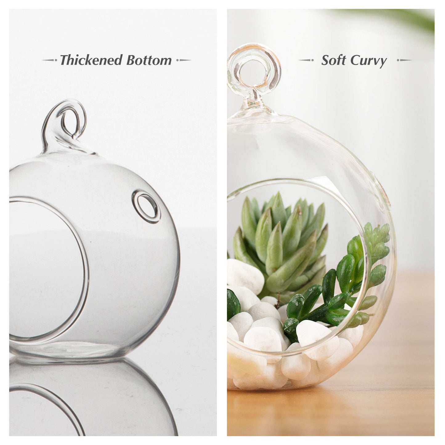 WGV Hanging Terrarium Globe, Width 4", Height 4.75", DIY Air Succulent Planter, Clear Glass Vase Orb with Flat Bottom, Candle Holder for Windowsill Outdoor Garden Decor, 24 Pieces Bulk