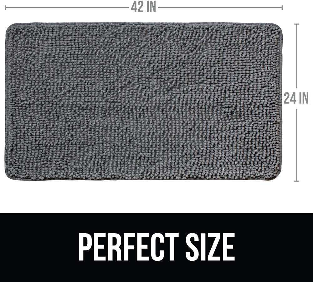 KANGAROO Bathroom Rugs, Chenille Soft Absorbent Bath Rug, Shaggy Shower Mat, Quick Dry Machine Wash Bathmat, Plush Carpet Mats for Tub, Bathtub and Room Home Decor Accessories, 42x24, Gray