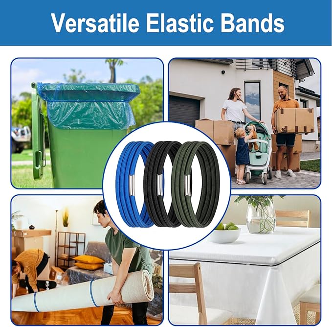 Trash Can Rubber Bands Large Fit 55, 65, 95, 96 Gallon Garbage Cans, Giant Heavy Duty Rubber Bands, Big Elastic Trash Bin Band Durable Thick for Kitchen Yard Keep Trash Bag in Place, Set of 3
