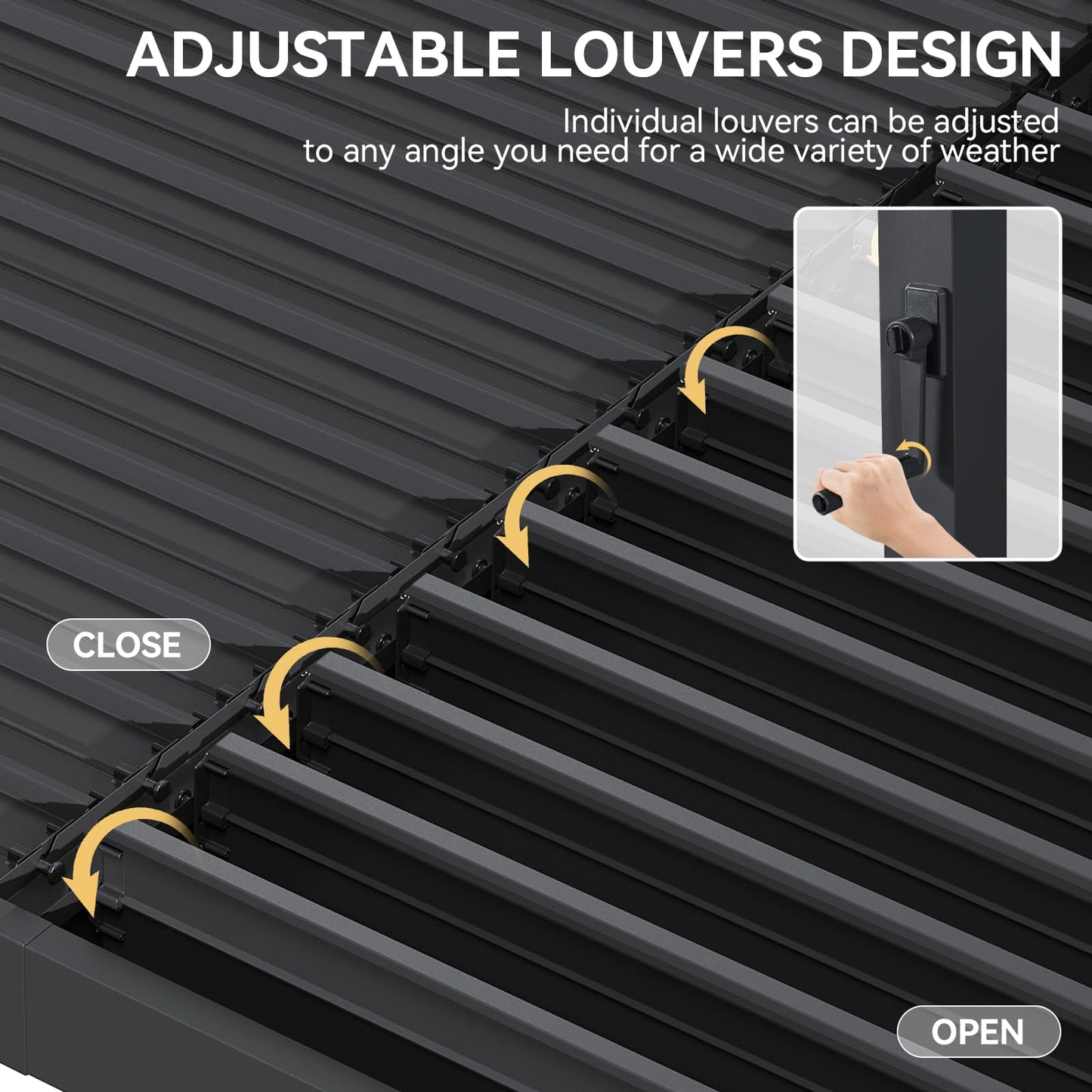 Aoxun Louvered Pergola 12' x 16' Outdoor Aluminum Pergola with Adjustable Top for Decks, Gardens and Backyards, Gray